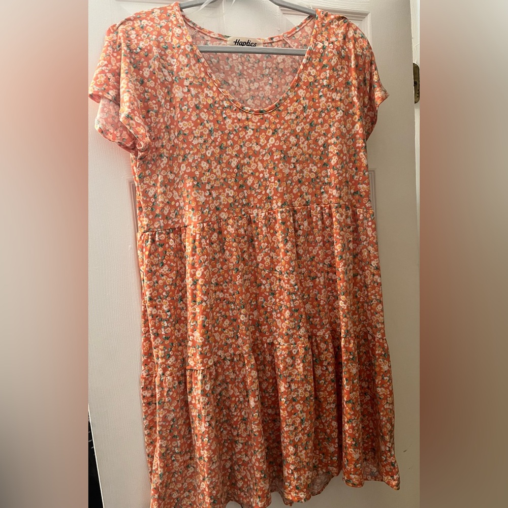Embellished Gold and Orange Sequin Sundress with Flutter Sleeves
